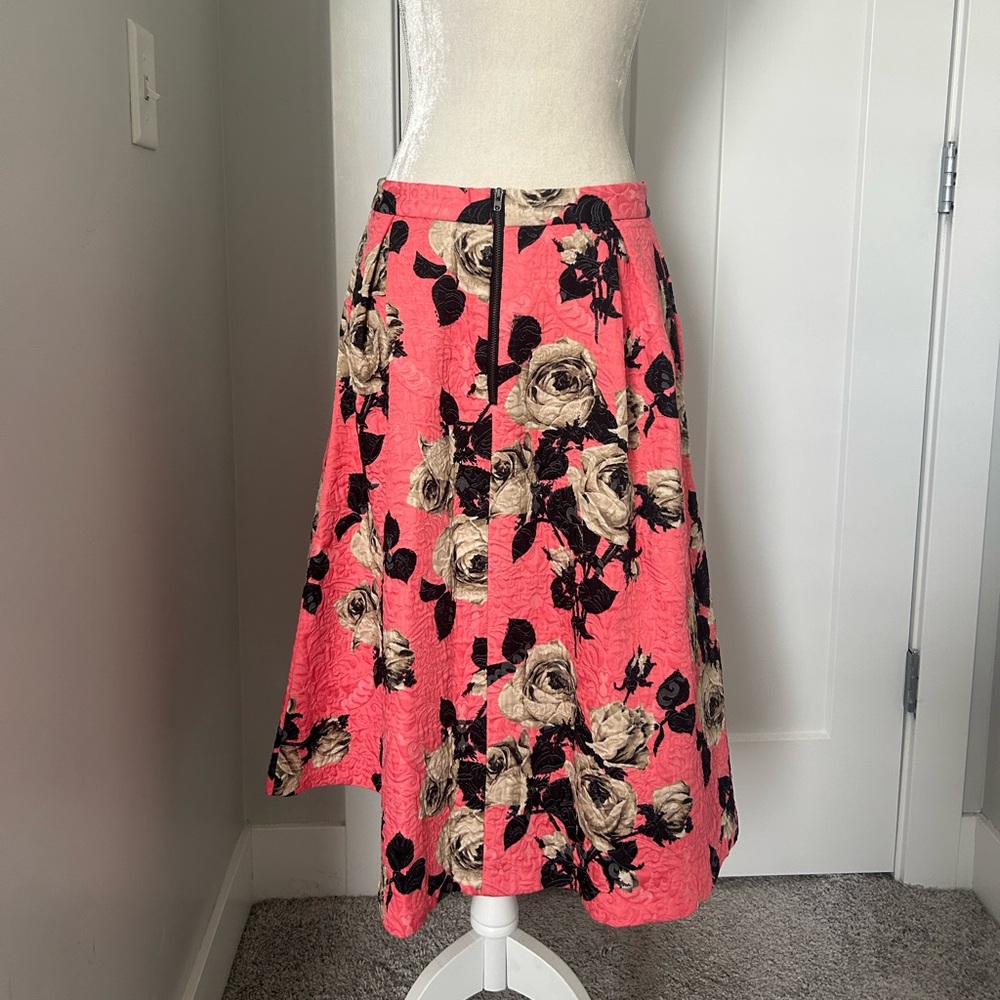 Topshop Quilted Floral Midi Skirt - Picture 3 of 7